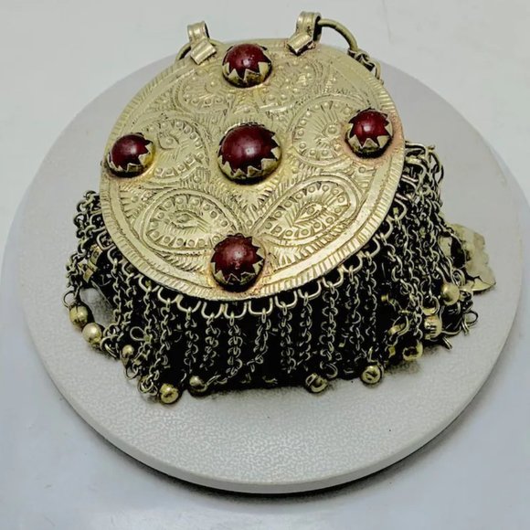 Tribal Ethnic Silver Kuchi Multilayer Necklace With Big Pendant, Handmade Pure - Picture 13 of 13